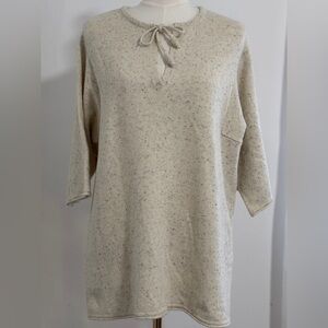 PureJill Wool Blend Cream Tunic Top Size Large with Tie Neck SKU 15